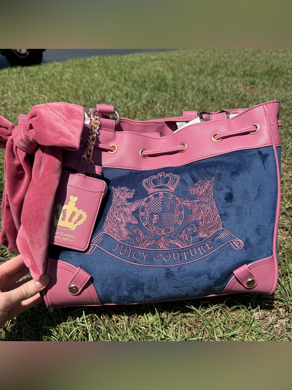 Juicy Couture Navy & pink Scottie daydreamer bag tote bag